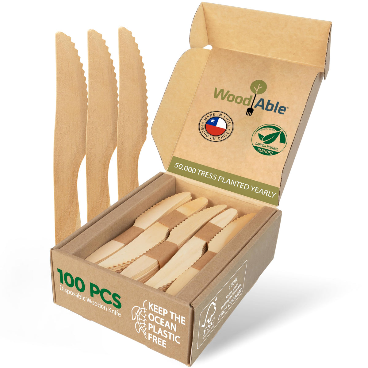 WOODABLE Wooden Spoons, 100 Pack, 6.5 Inch, Bamboo Utensils Alternative