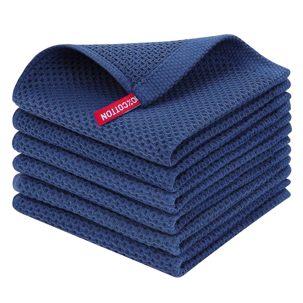 Homaxy 100% Cotton Waffle Weave Kitchen Dish Cloths 6-Pack, Dark Grey