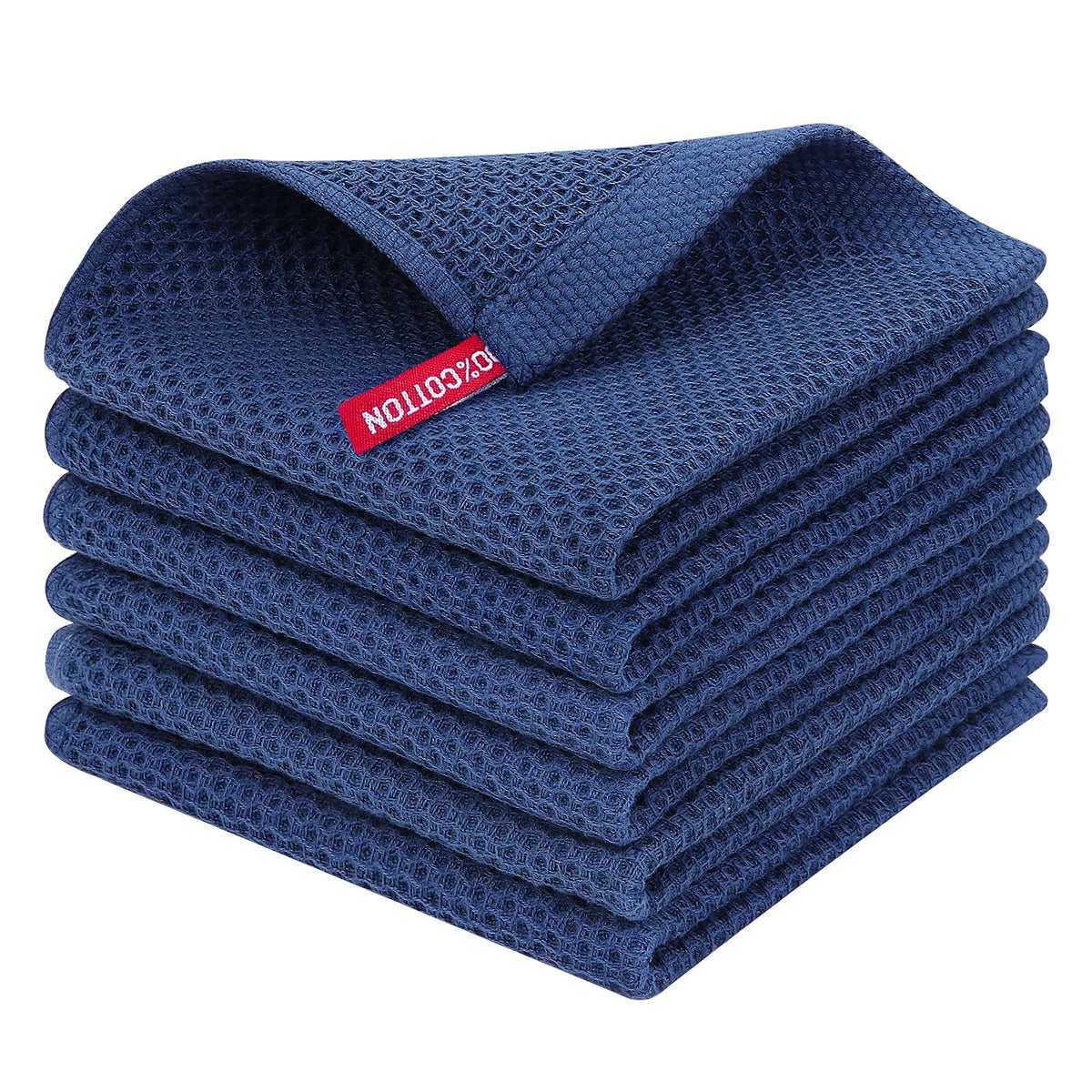 Homaxy 100% Cotton Waffle Weave Kitchen Dish Cloths 6-Pack, Dark Grey