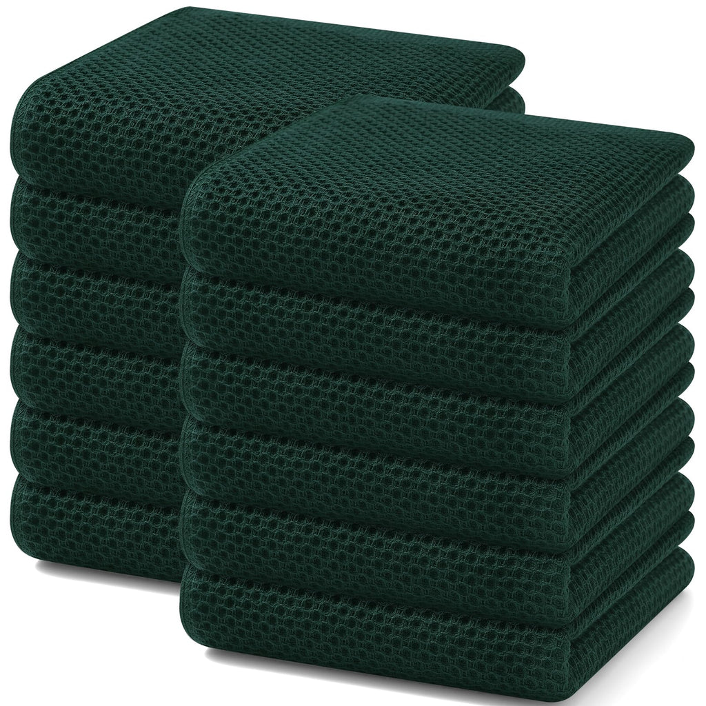 Homaxy 100% Cotton Waffle Weave Kitchen Dish Towels 12-Pack, Black