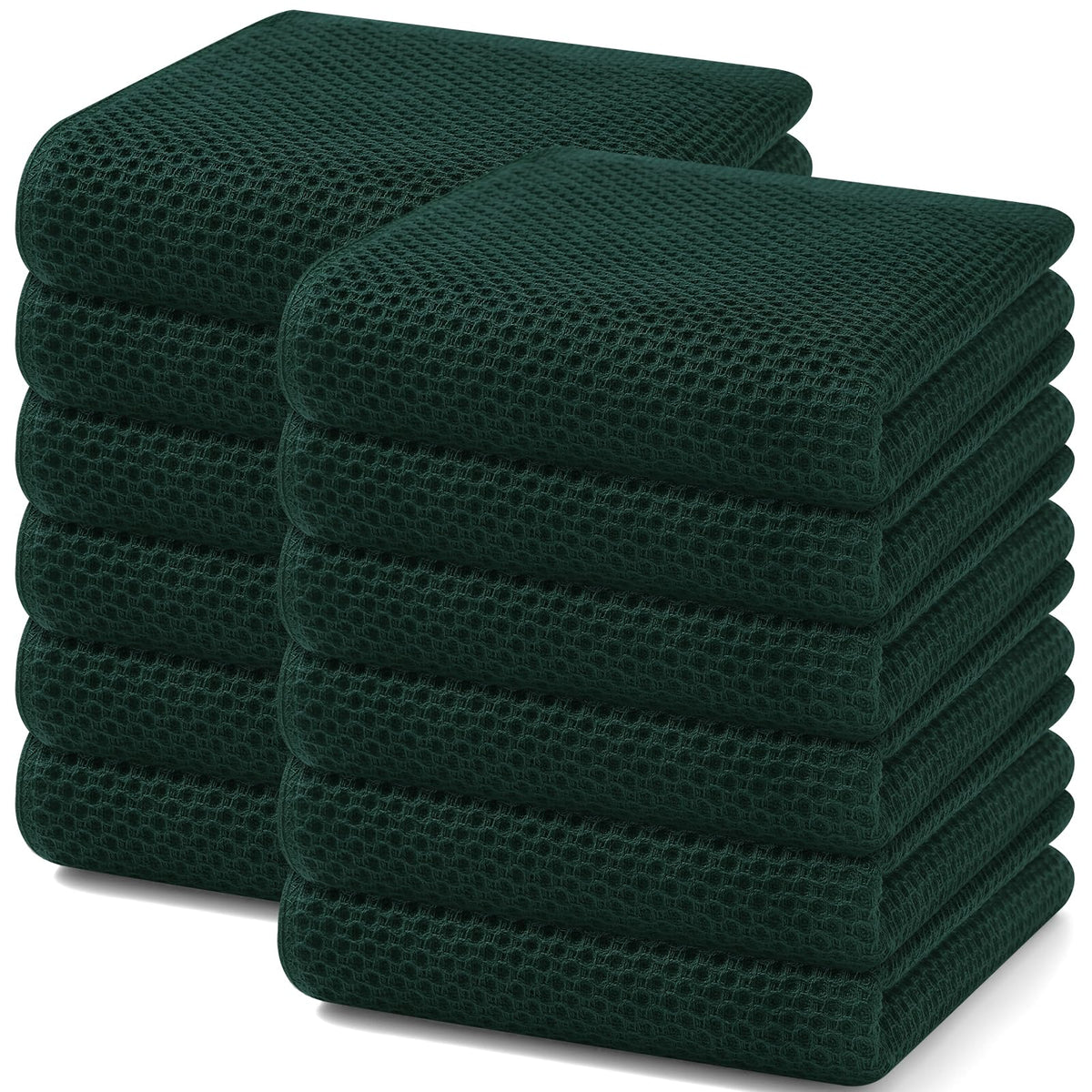 Homaxy 100% Cotton Waffle Weave Kitchen Dish Towels 12-Pack, Black