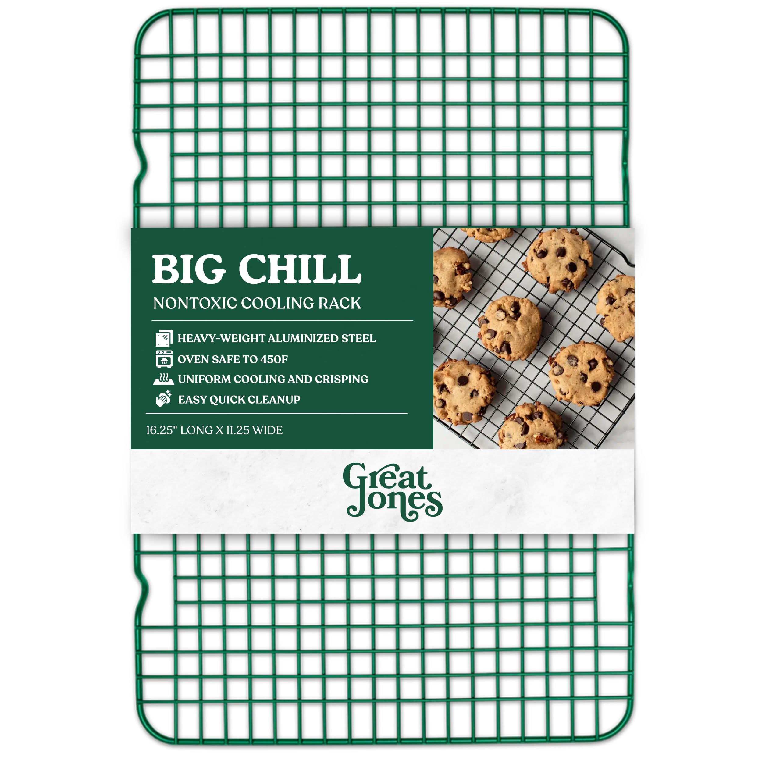 Great Jones Non Stick Wire Cooling Rack (Broccoli) – Fits Half Sheet