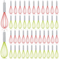 FoldTier 100 Sets 10 Inch Christmas Whisks Gifts DIY Fillable Christmas Tree Ornaments Xmas Colored Silicone Whisks for Cooking Heat Resistant Egg Beaters with Card Rope Bag for Candy Holder