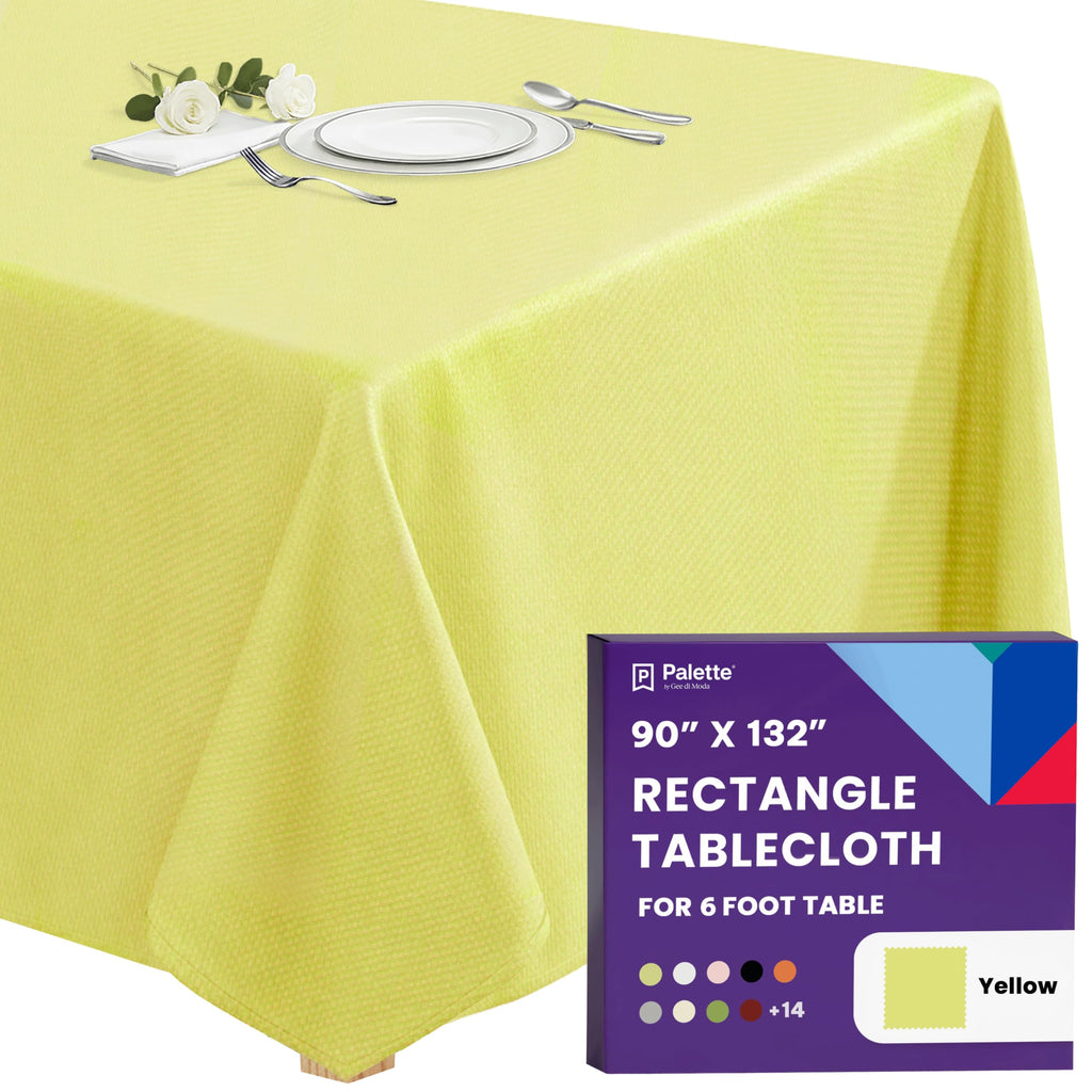 Gee Di Moda Rectangle Tablecloth - 90 x 132 Inch Ivory Table Cloth for 6 Foot Tables with Floor-Length Drop - Heavy Duty Washable Fabric for Holiday Party, Dinner, Weddings & Baby Shower