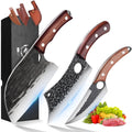 ROCOCO Butcher Cleaver Knife Set - 3PCS Serbian Chef Viking Boning Knife