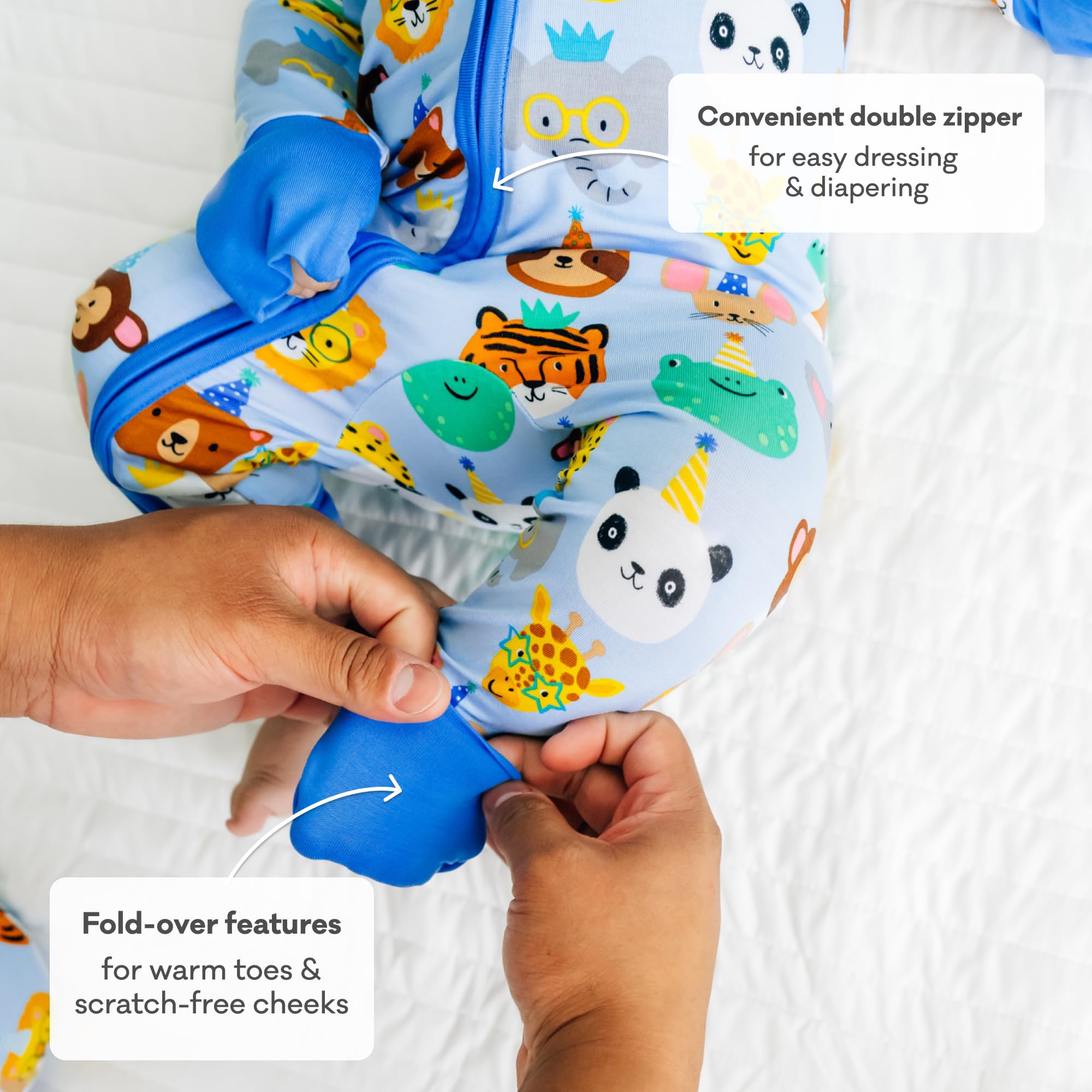 Little Sleepies Baby Pajamas, Blue Party Pals, Newborn