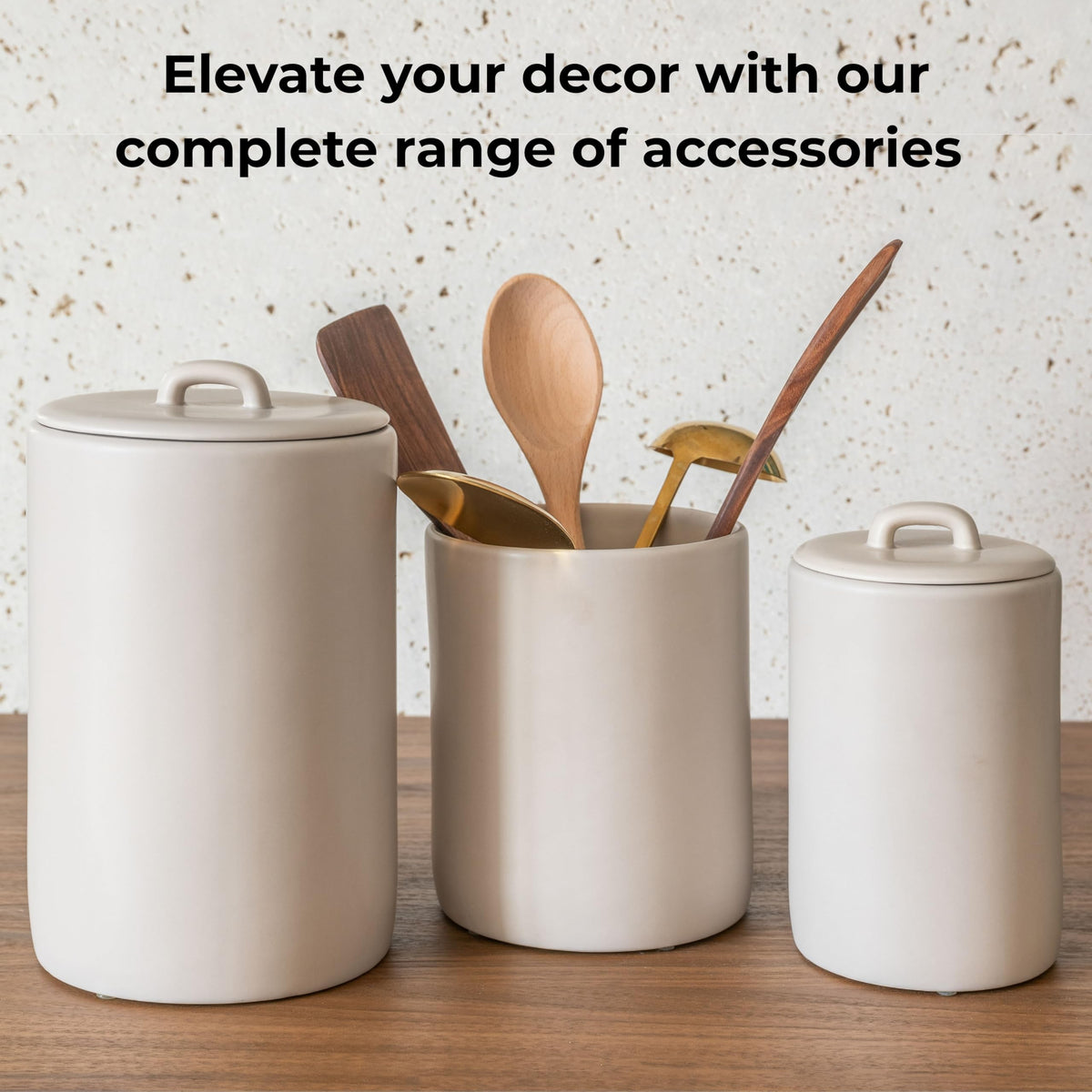 Maison May, Ceramic Food Storage Jars 108Oz, Snack Containers, Airtight Lid, Kitchen Countertop Canisters for Grounds Coffee, Pods, Tea, Flour, Sugar, Rice, Pantry Organization, Containers set