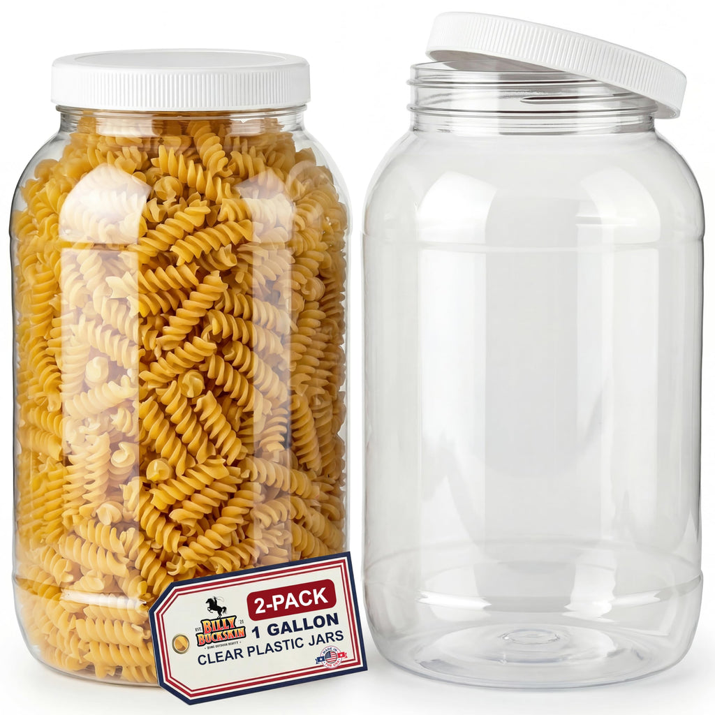 Billy Buckskin 1 Gallon Large Plastic Jar with Lid, Food Safe, 1 Pack
