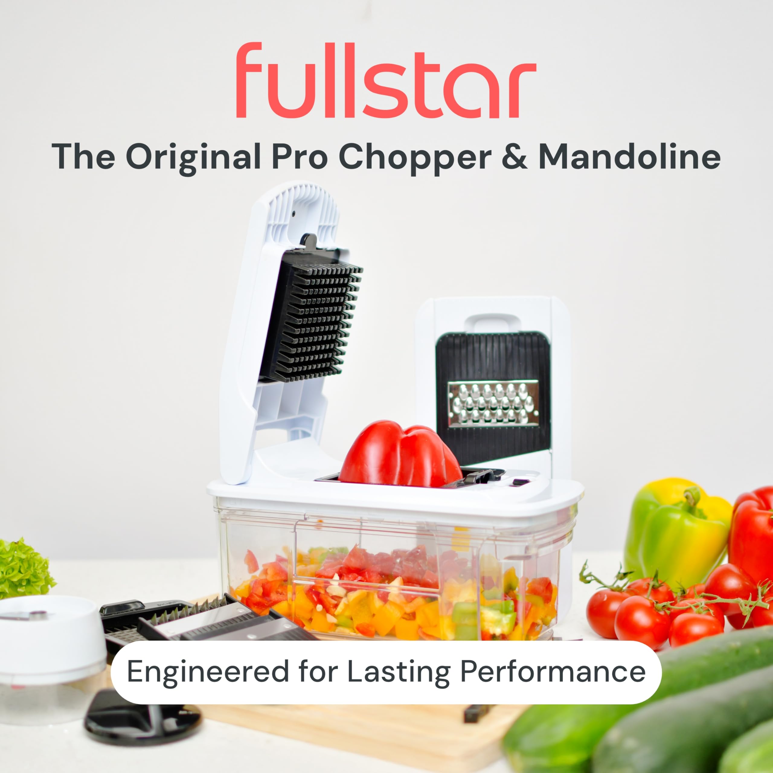 Fullstar Pro XL Vegetable Chopper & Mandoline Slicer w Pull-Out Catch Tray