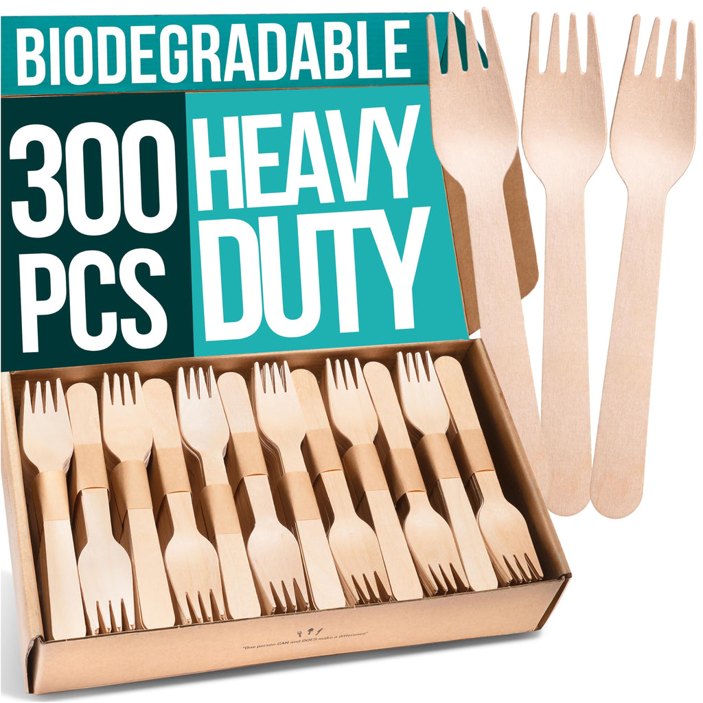 EarthClusive Disposable Wooden Cutlery Set - 300pcs
