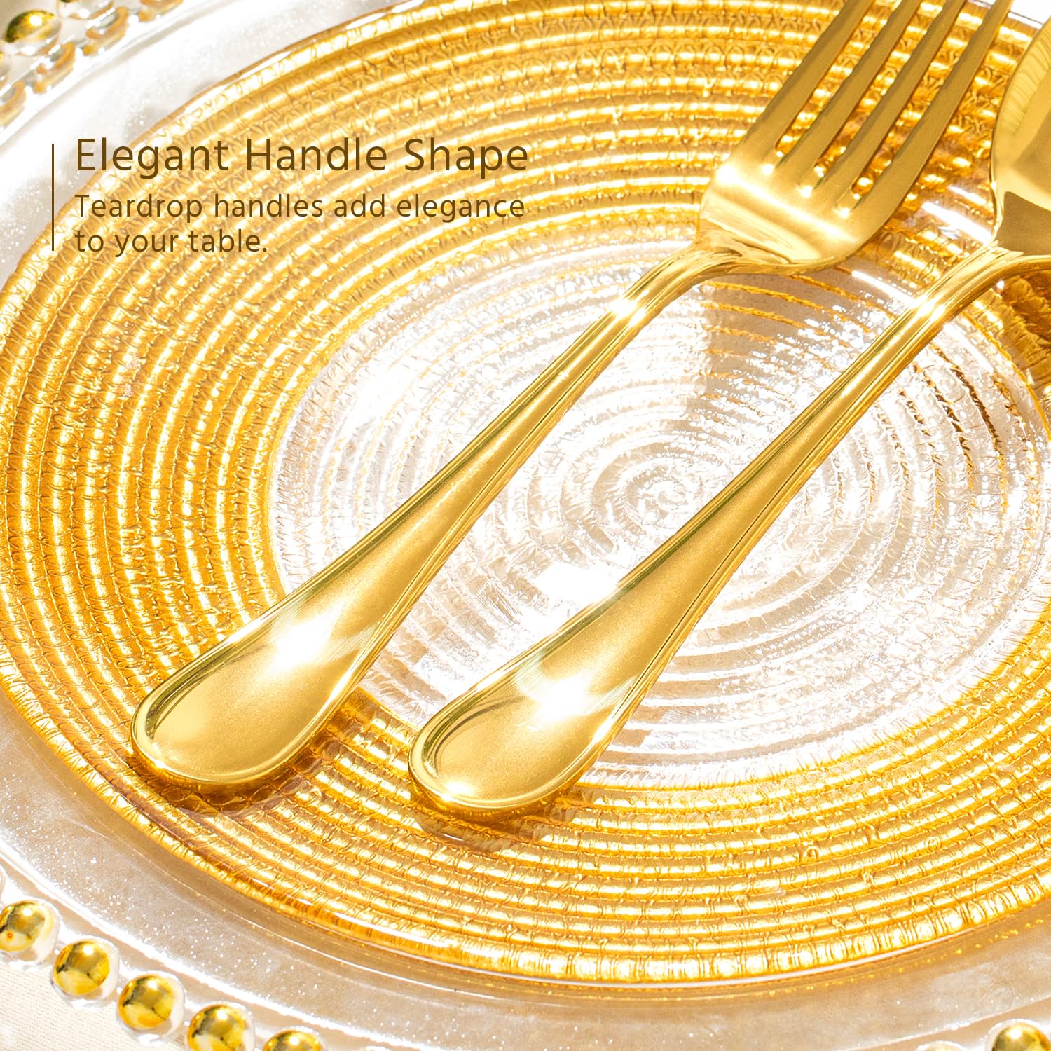 18/10 Stainless Steel Silverware Set for 4, 20 Piece Gold Flatware Set