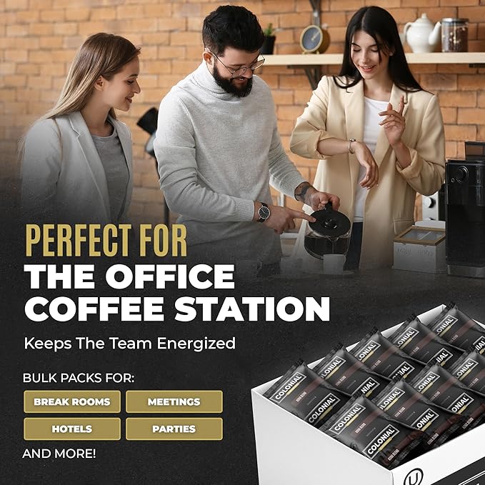 Colonial Coffee 12 Count Single Pot Coffee Packets – Signature Breakfast Blend, Medium Roast | Pre-Measured Frac Packs for 12 Cup Maker | Bulk Ground Gourmet Coffee for Home & Office