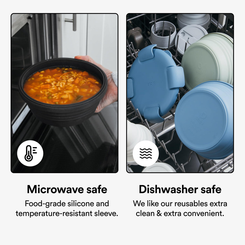 STOJO Collapsible Bowl - Translucent 36oz - Reusable Silicone Bowl (Translucent Steel Blue)