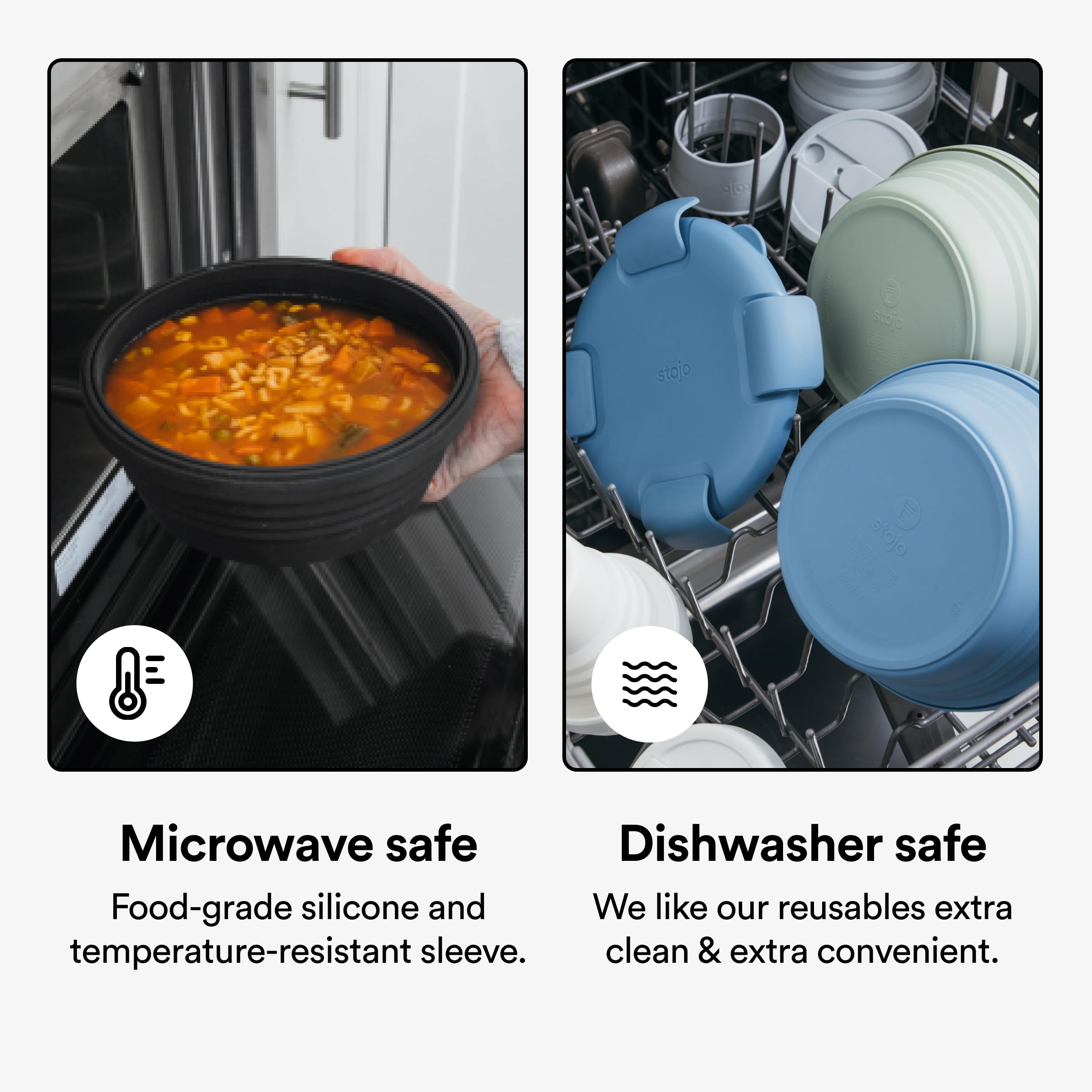 STOJO Collapsible Bowl - Translucent 36oz - Reusable Silicone Bowl (Translucent Steel Blue)