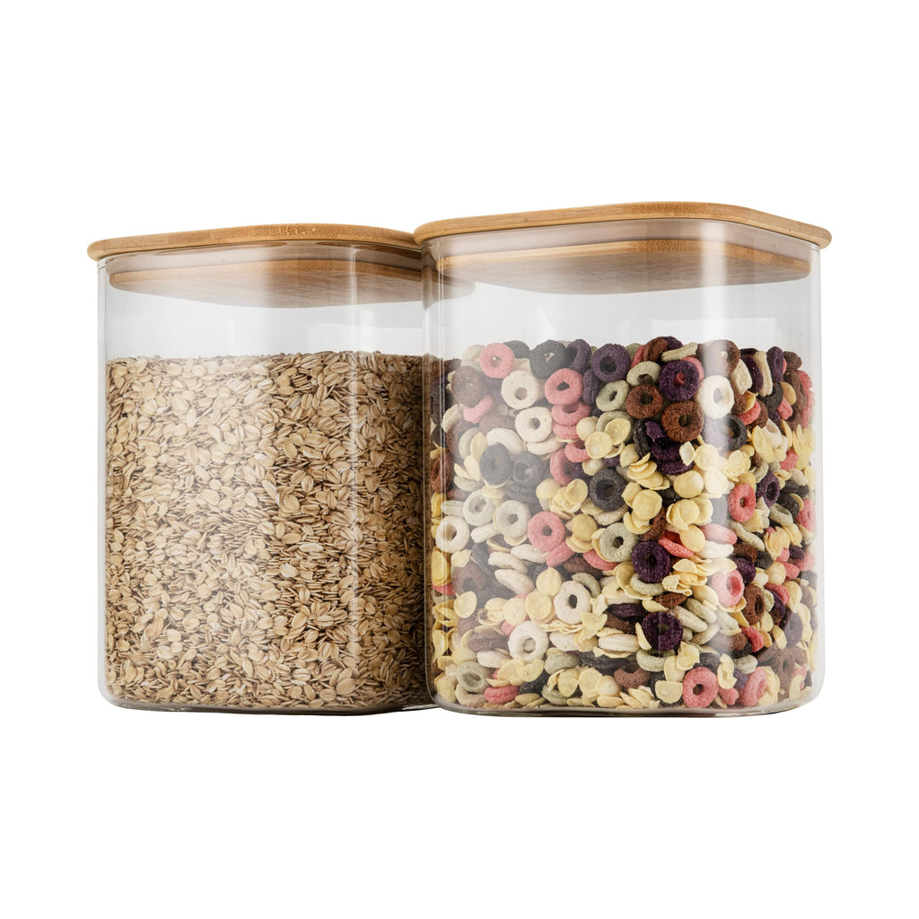 D2scrma 115oz/3.6Qt/3400ml Square Glass Storage Containers with Lids 2-Pack
