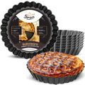 YUMTART 4 Inch Round Tart Pan 8 Pieces, False Bottom Pie Pan, Deep Fluted Tart and Quiche Pan with Removable Bottom - Non-Stick Tart Pan