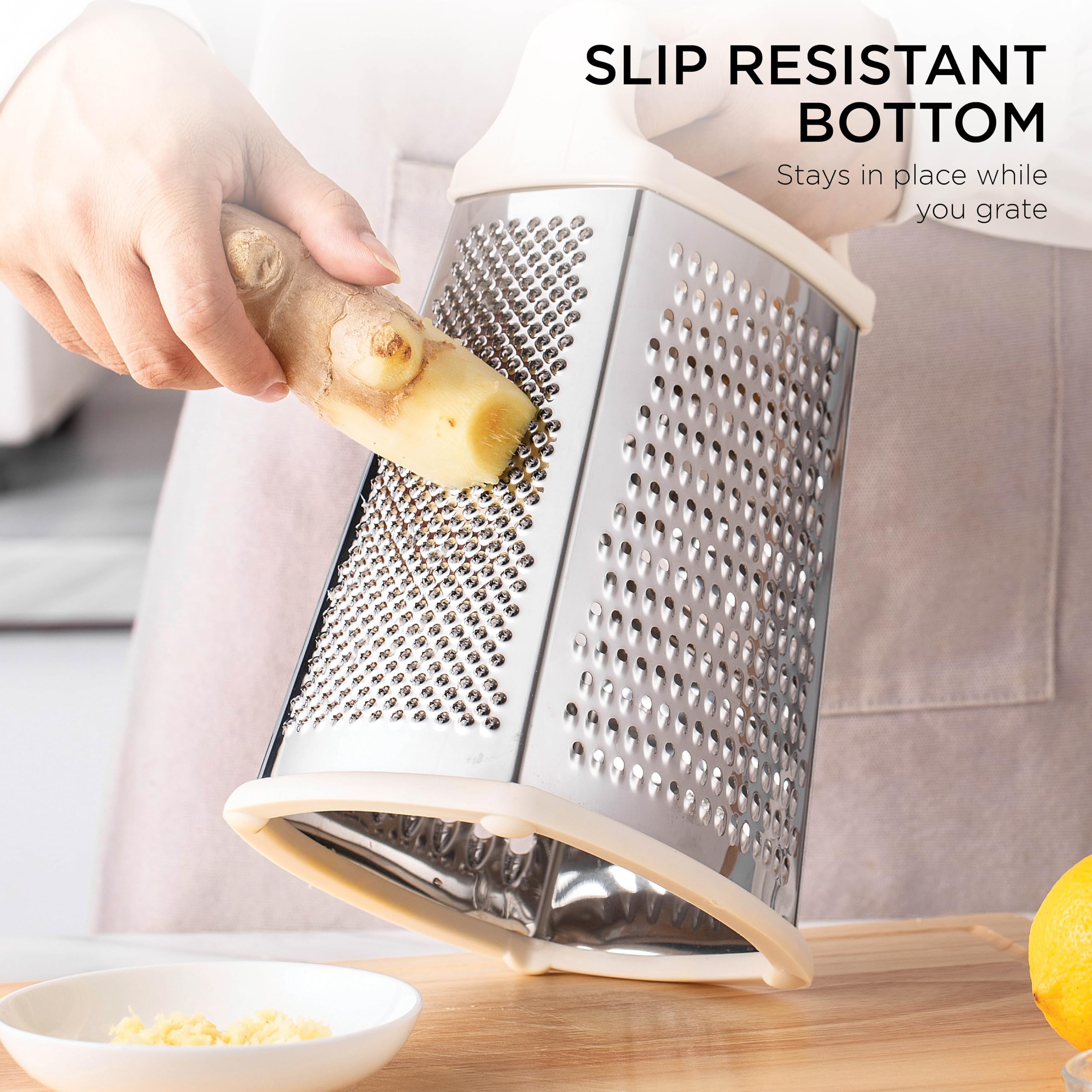Rae Dunn Everyday Collection Multifunction Grater- Stainless Steel Grater and Zester for Cheese, Spices, Vegetables, Cream