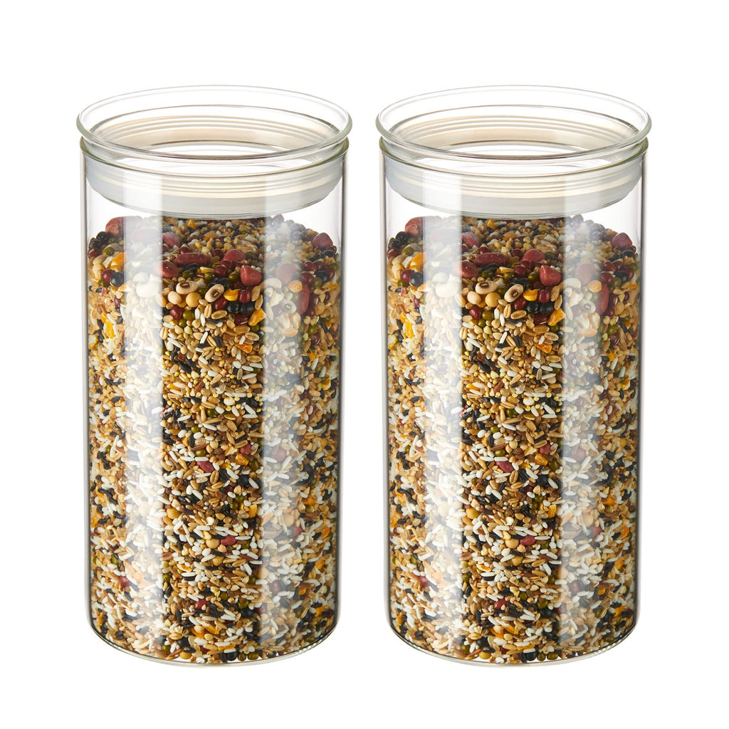 ZENS Glass Jars with Airtight Lid Set of 2, 37oz Kitchen Storage Jars