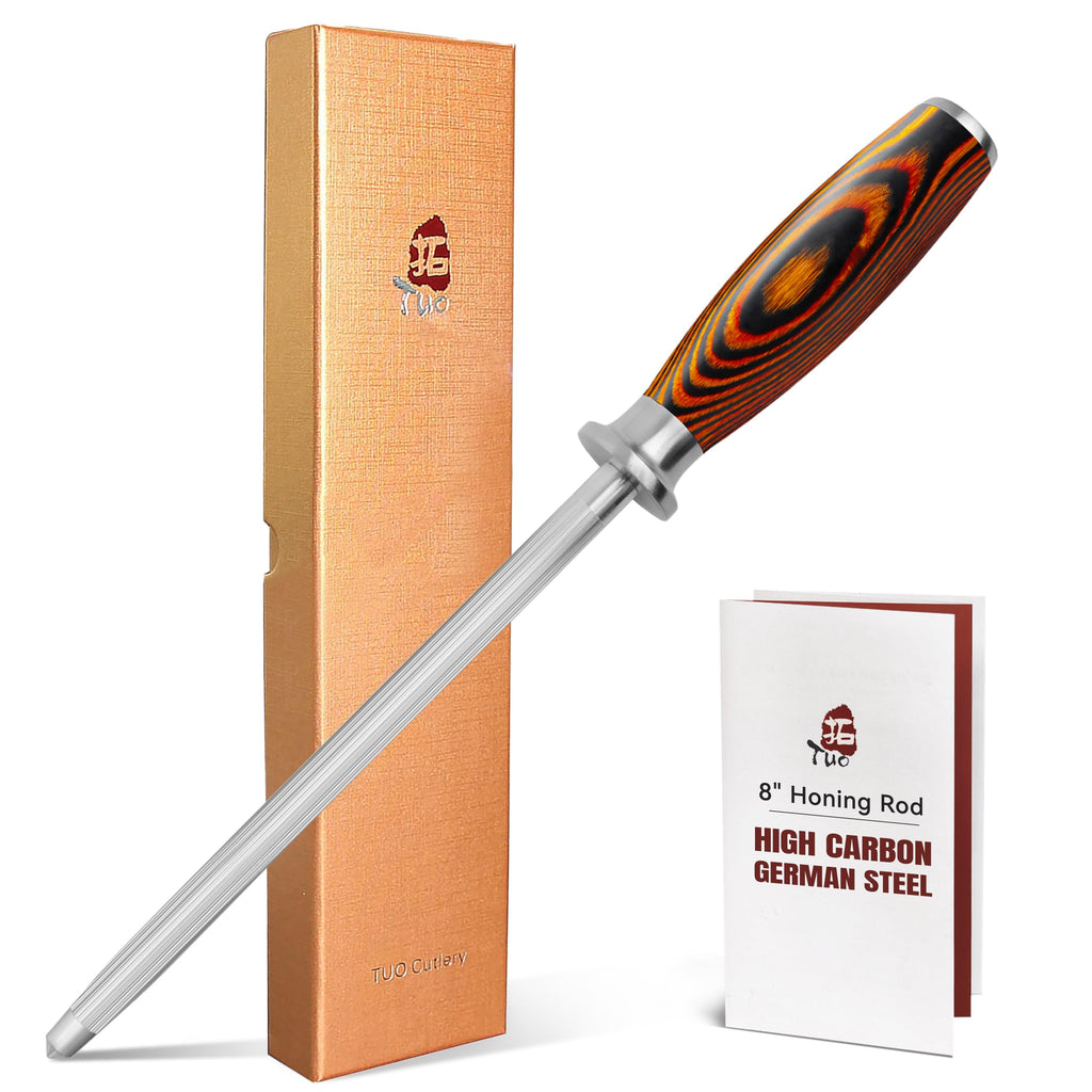TUO Chef Knife, 8 inch Sharp Kitchen Knife with Pakkawood Handle, High Carbon Steel, Professional for Chopping & Dicing, Gift Box - Fiery Phoenix Series