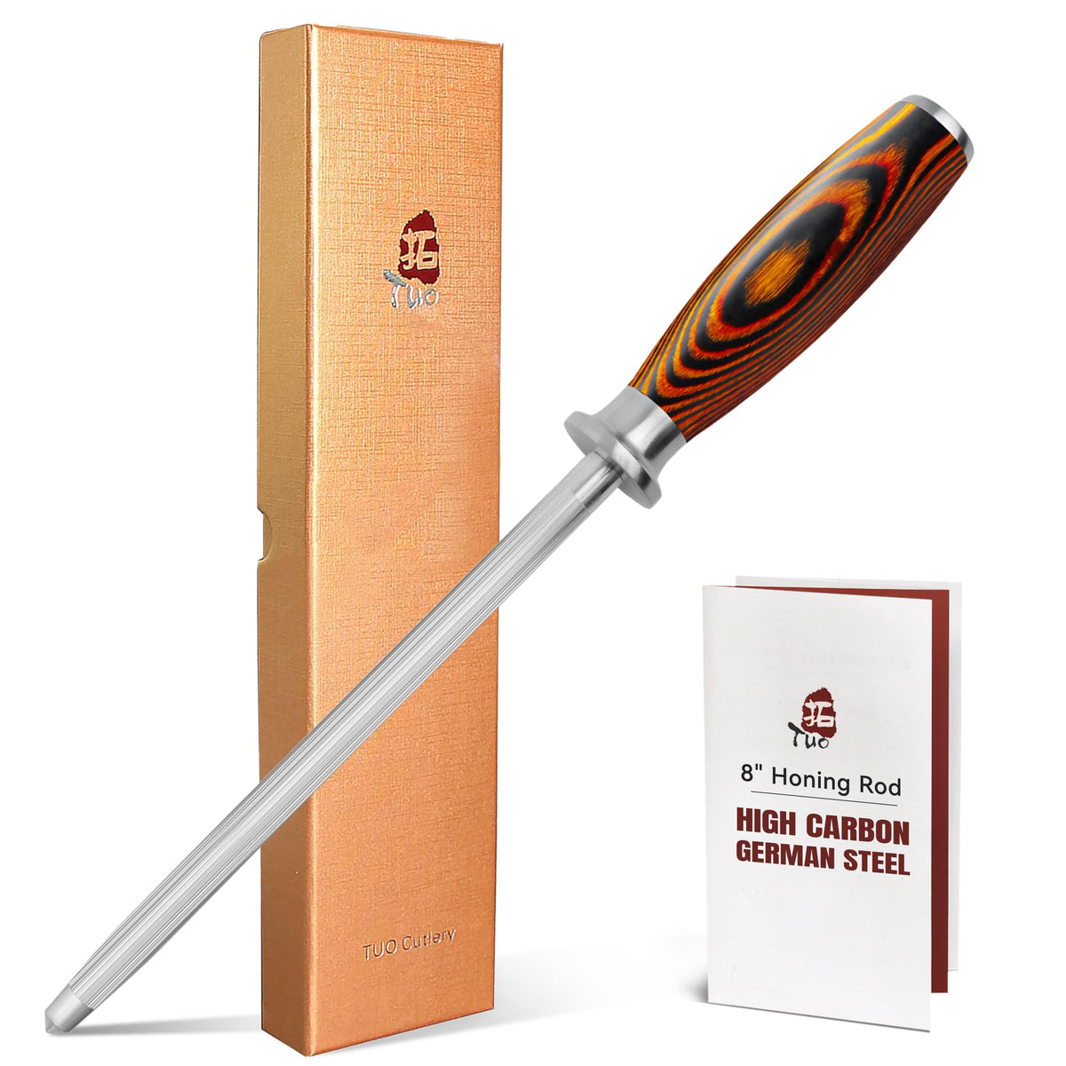 TUO Chef Knife, 8 inch Sharp Kitchen Knife with Pakkawood Handle, High Carbon Steel, Professional for Chopping & Dicing, Gift Box - Fiery Phoenix Series
