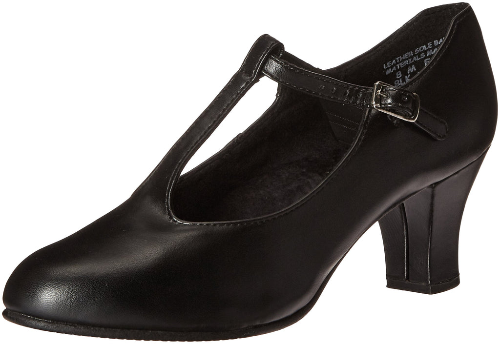 Capezio Jr. Footlight T-Strap Character Shoe, Black, 6 W