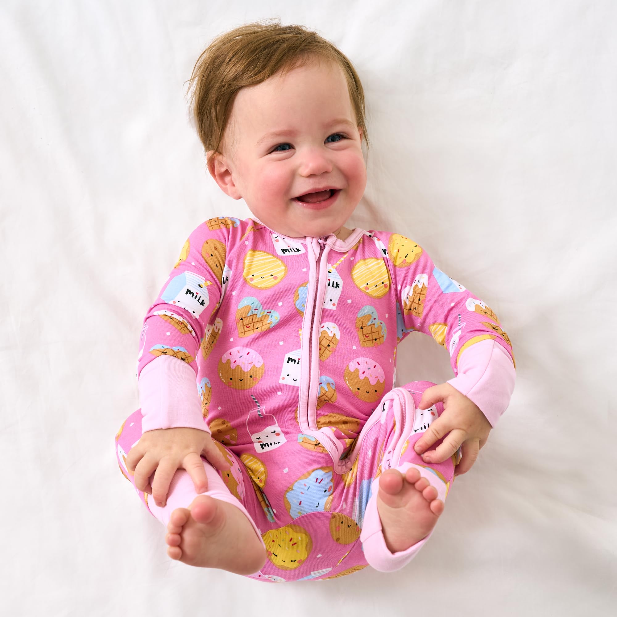 Little Sleepies Baby Pajamas, Pink Cookies & Milk, 0-3M