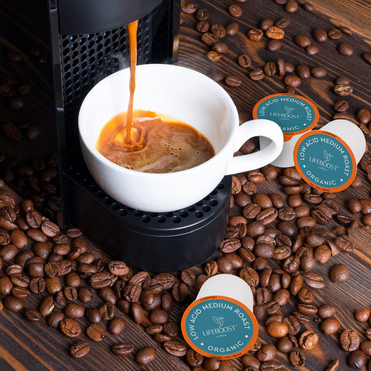 Lifeboost Cognition Decaf Mushroom Coffee K Cups, Low Acid, 10 Count