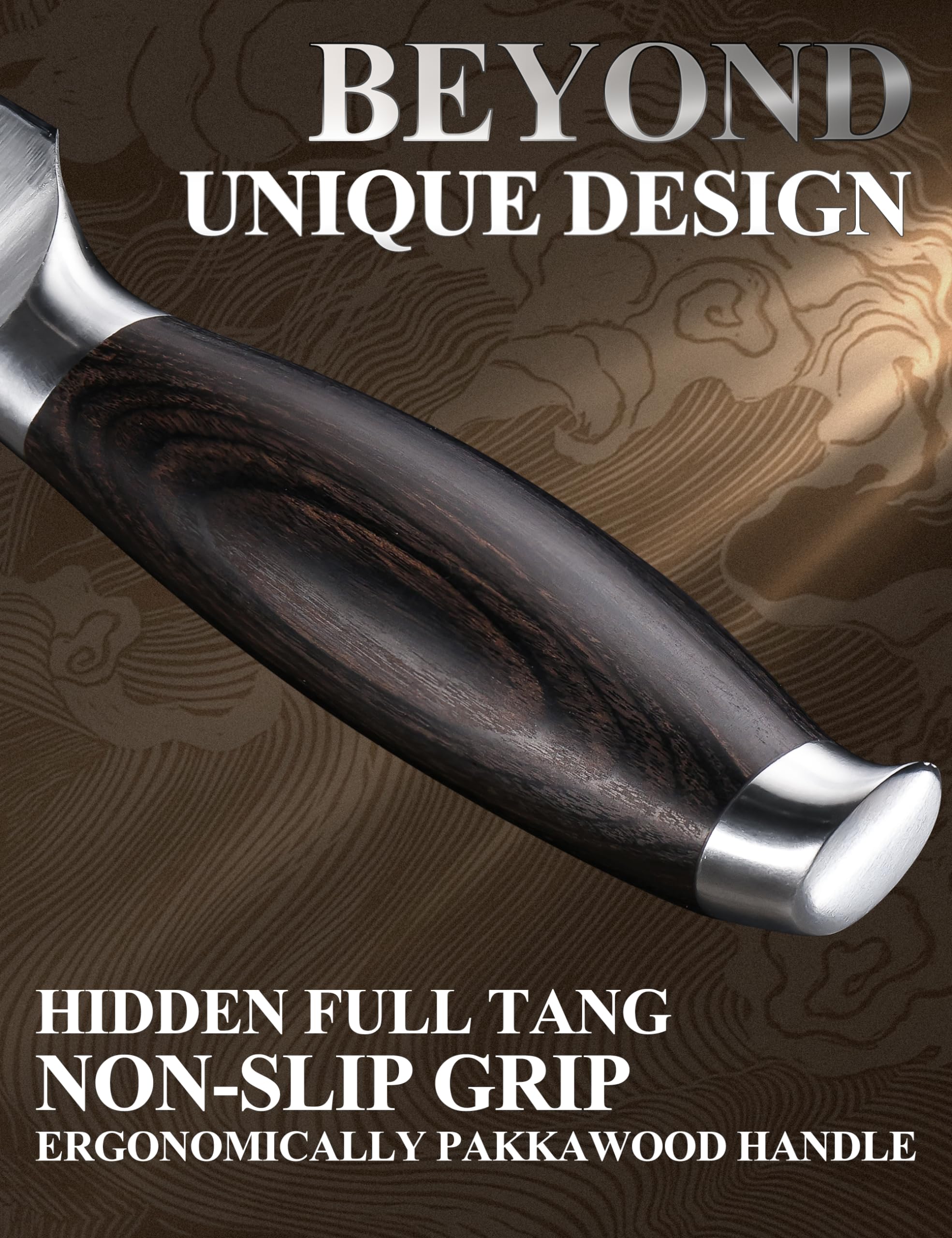 WILDMOK Chef Knife 8 Inch, German Steel Kitchen Knives Chef's Knives with Pakka Wood Handle, Gift Box