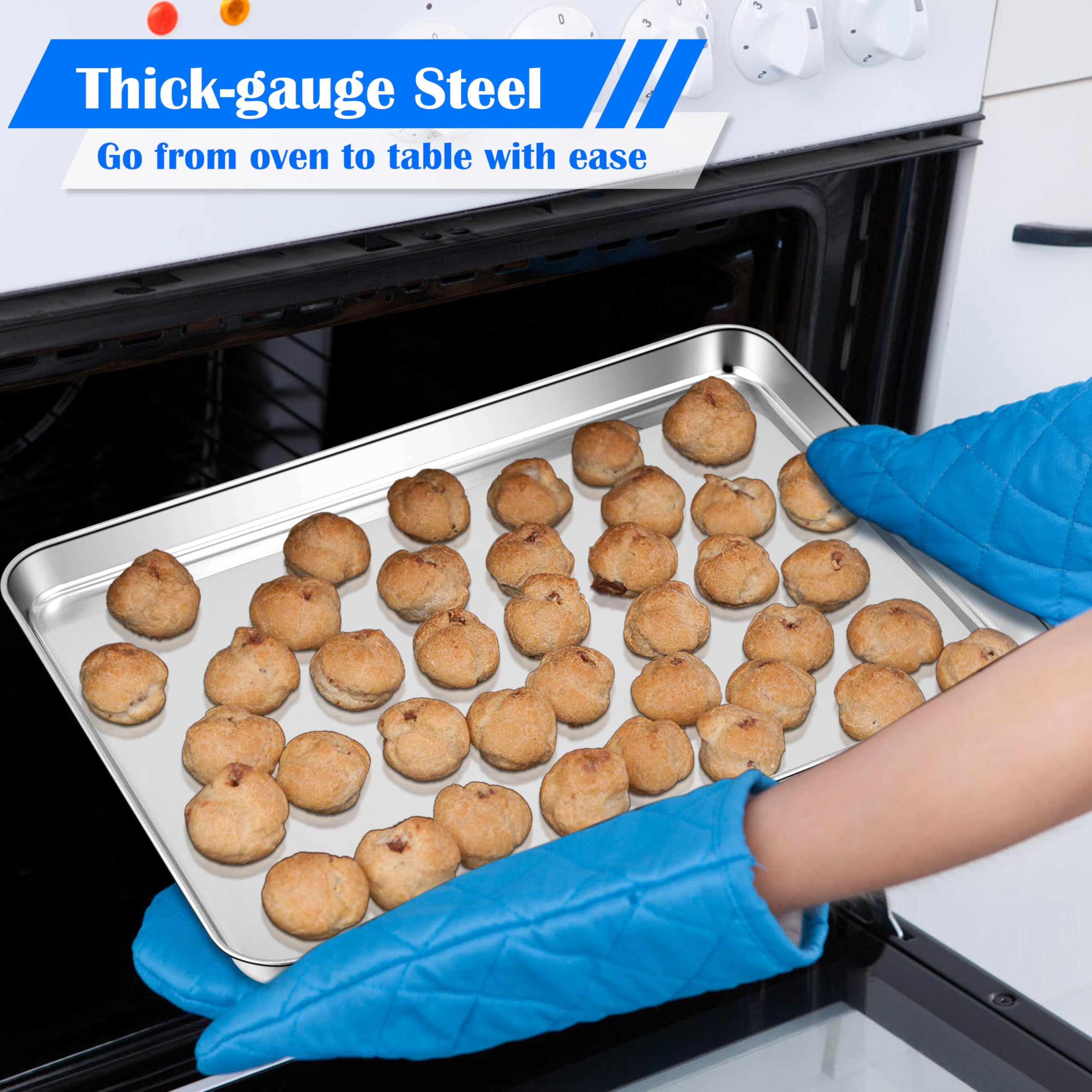 E-far Large Baking Sheet Set of 2, 20"x14" Stainless Steel Cookie Sheet