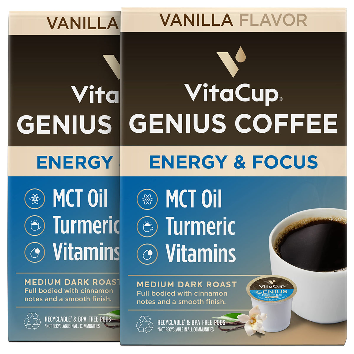 VitaCup Mushroom Coffee Pods, with Lions Mane for Memory & Clarity, 16ct