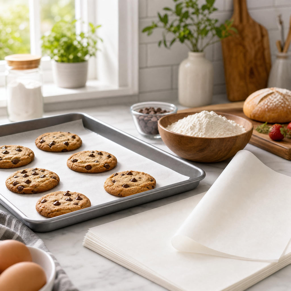 Fasmov 500 Count Parchment Paper Baking Liner Sheets Pan liner, 12×16 Inches Non-Stick Precut Baking Parchment, Suitable for Baking Grilling Air Fryer Steaming Bread Cup Cake Cookie and More
