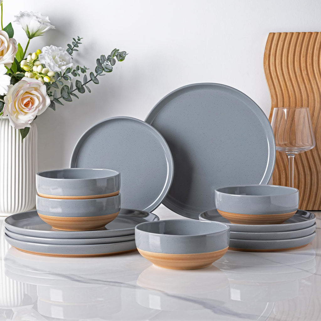 AmorArc Dinnerware Sets for 8, 24 Pieces Ceramic Plates and Bowls Set