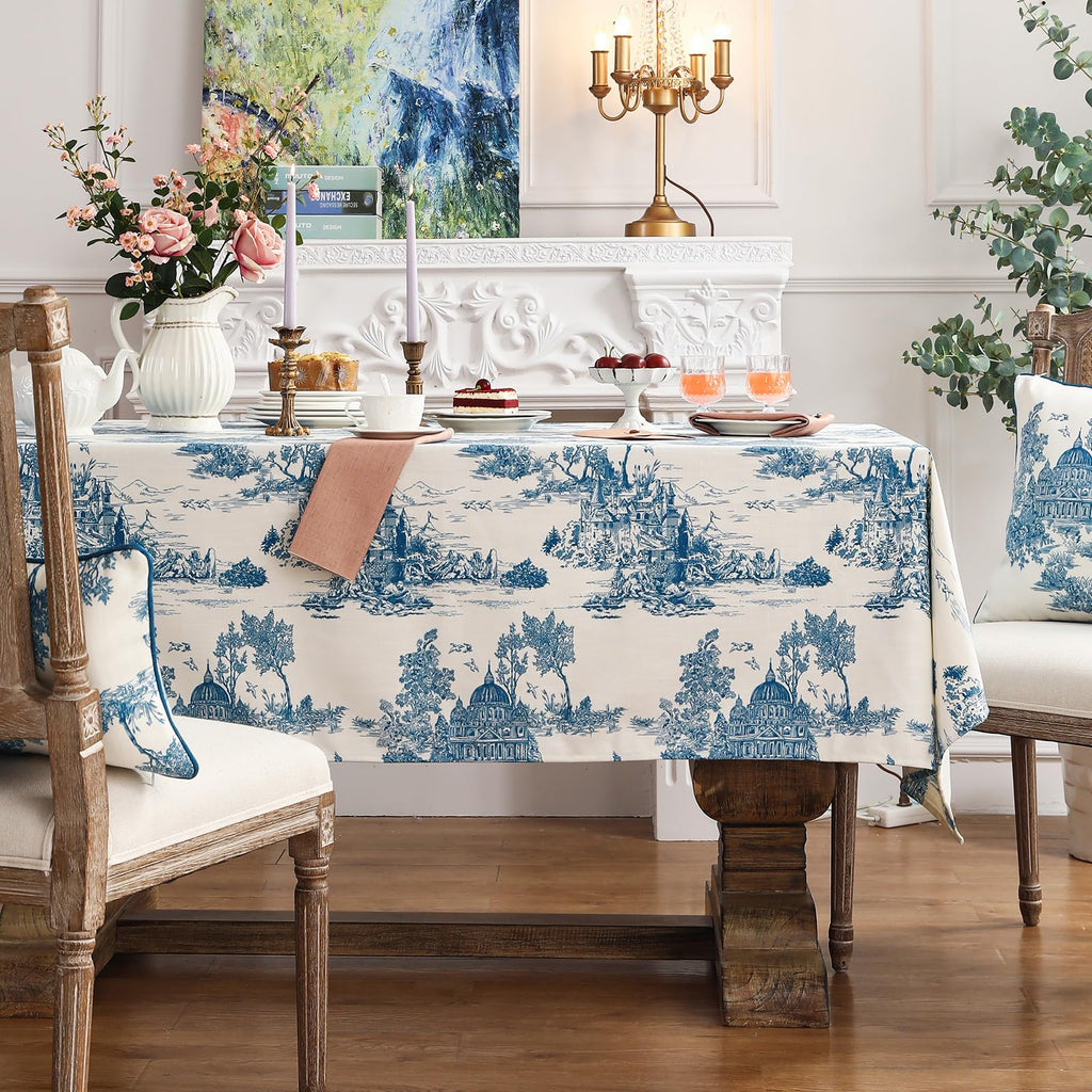 patdrea Elegant French Linen Tablecloth,Rectangular,94"x63"-Lucerne A
