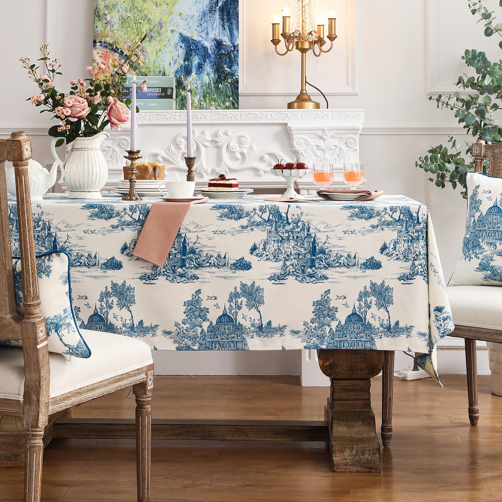 patdrea Elegant French Linen Tablecloth,Rectangular,118"x67"-Lucerne A