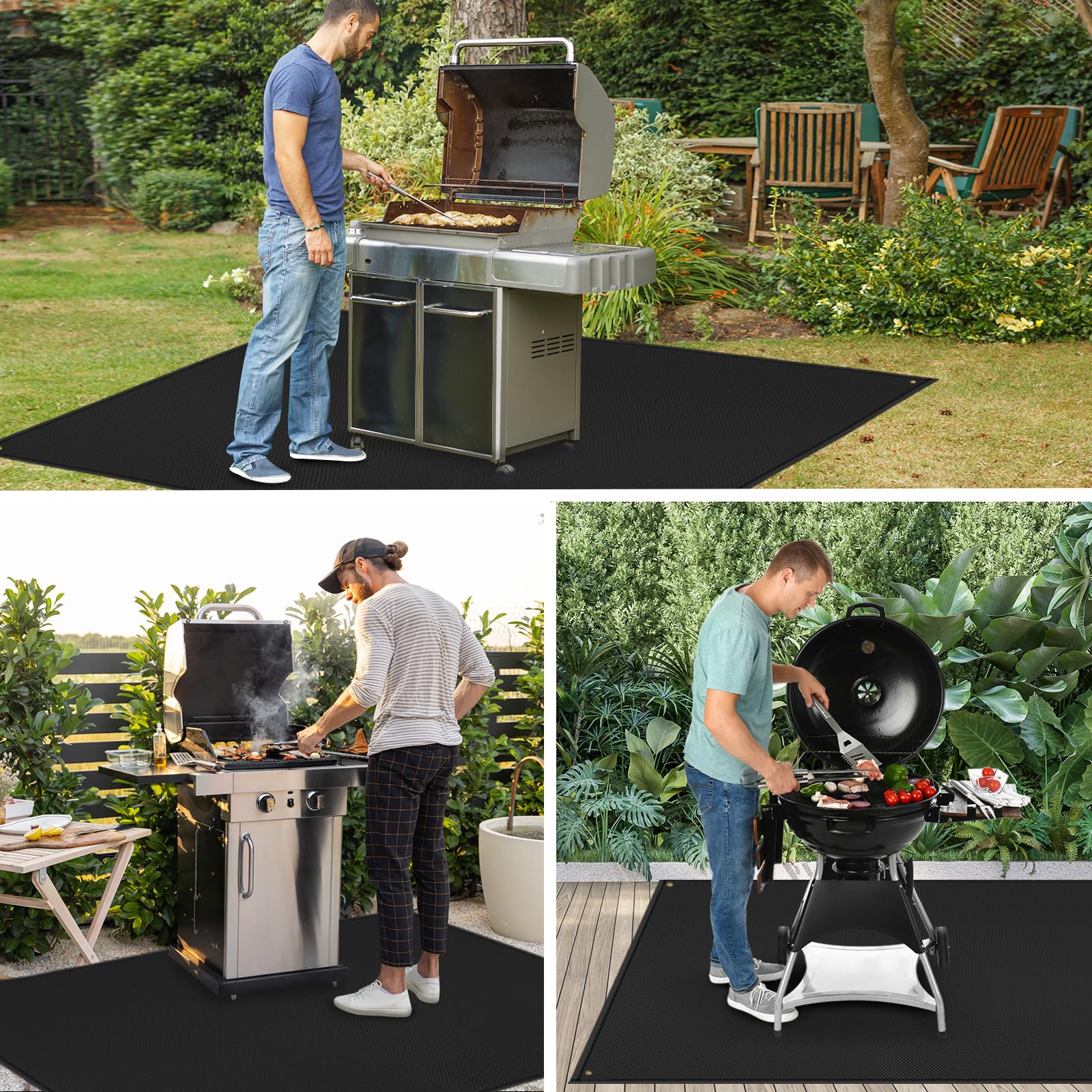TOHONFOO Large Grill Mats for Outdoor Grill Deck Protector 90 x 48 x 0.02in