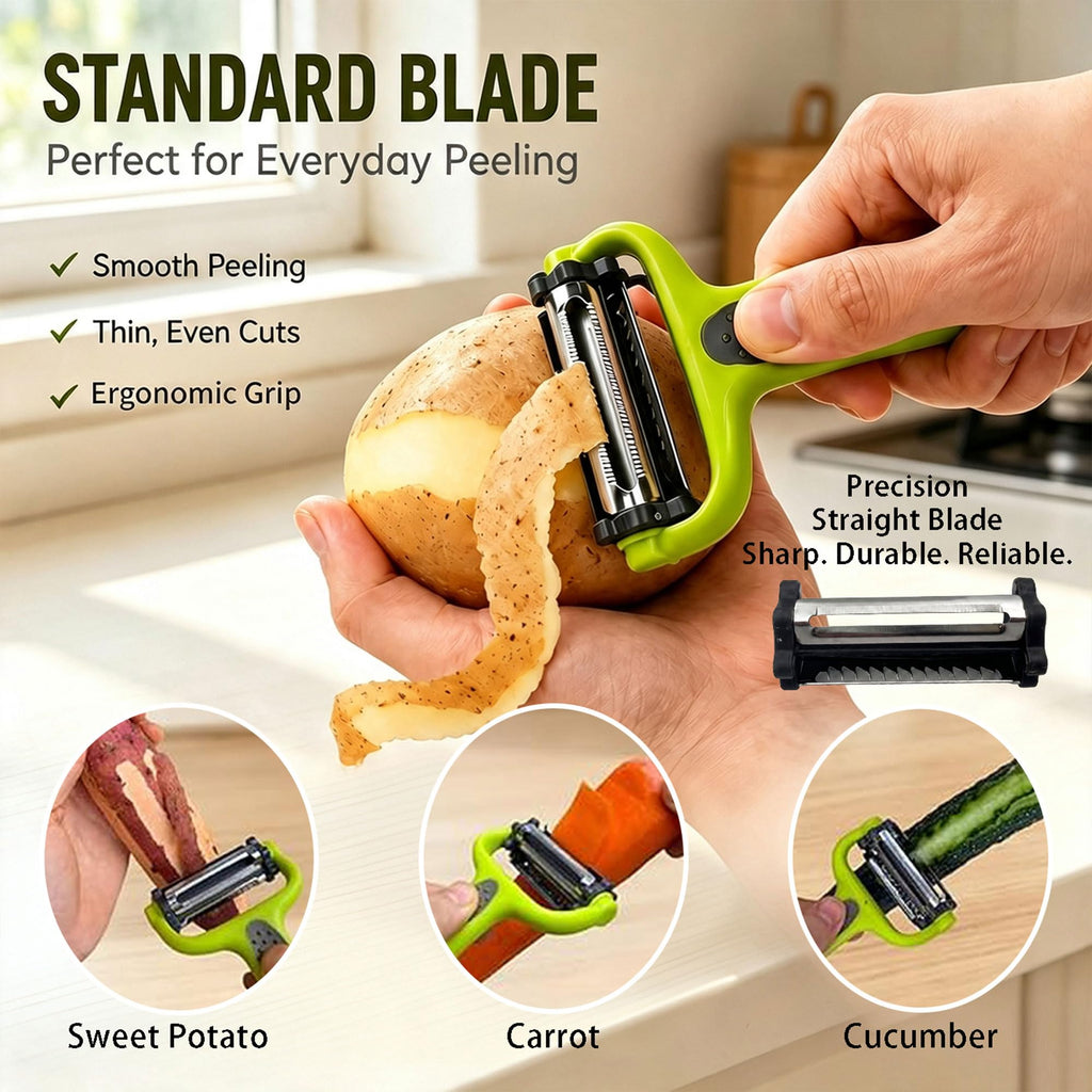 Vegetable Peeler Set, 2PCS Y & I Peeler for Kitchen, 4-in-1 Multifunctional Rotary Blade Julienne Peeler, Stainless Steel Potato Peeler for Fruits and Vegetables, Non-Slip Handle