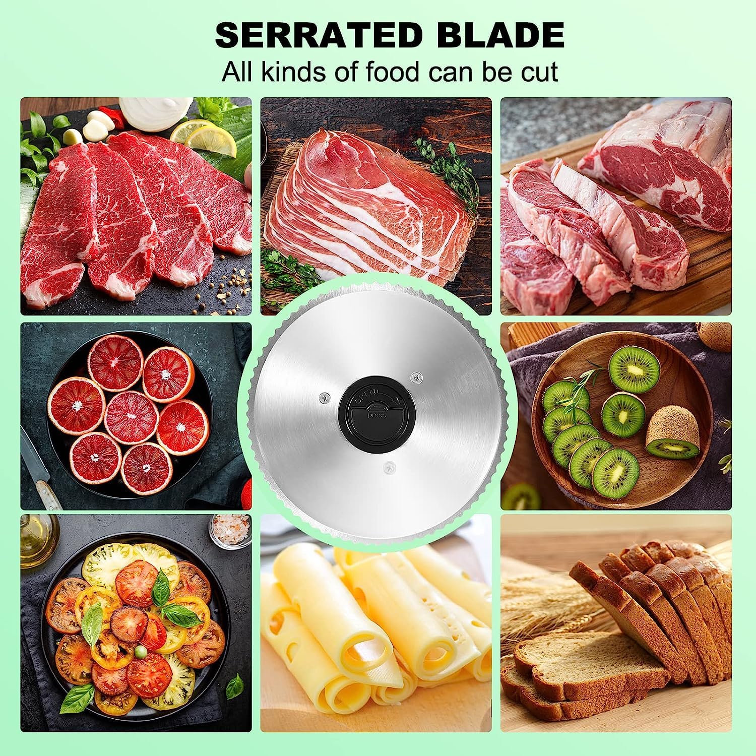 OSTBA Meat Slicer Machine for Home, Electric Deli Food Slicer with Removable 6.7” Stainless Steel Blades, 0-15mm Adjustable Thickness, Easy to Clean, 150W, Ideal for Cold Cuts, Cheese, Bread, Fruit