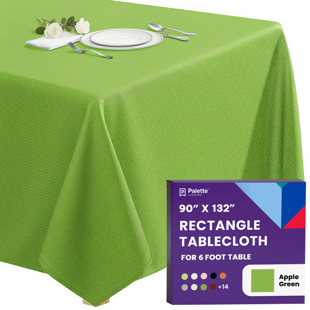 Gee Di Moda Rectangle Tablecloth - 90 x 132 Inch Ivory Table Cloth for 6 Foot Tables with Floor-Length Drop - Heavy Duty Washable Fabric for Holiday Party, Dinner, Weddings & Baby Shower