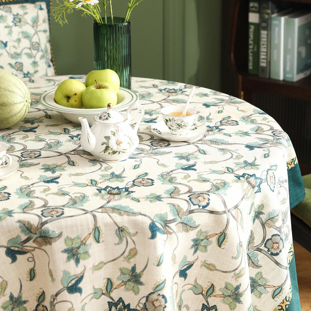 patdrea Vintage French Linen Tablecloth,Round,Diameter 55"-Noah