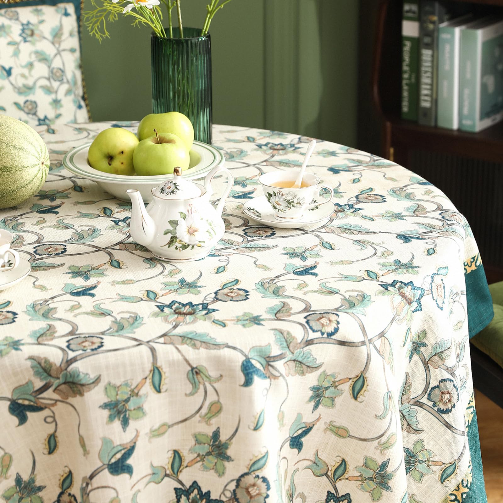 patdrea Vintage French Linen Tablecloth,Round,Diameter 55"-Noah