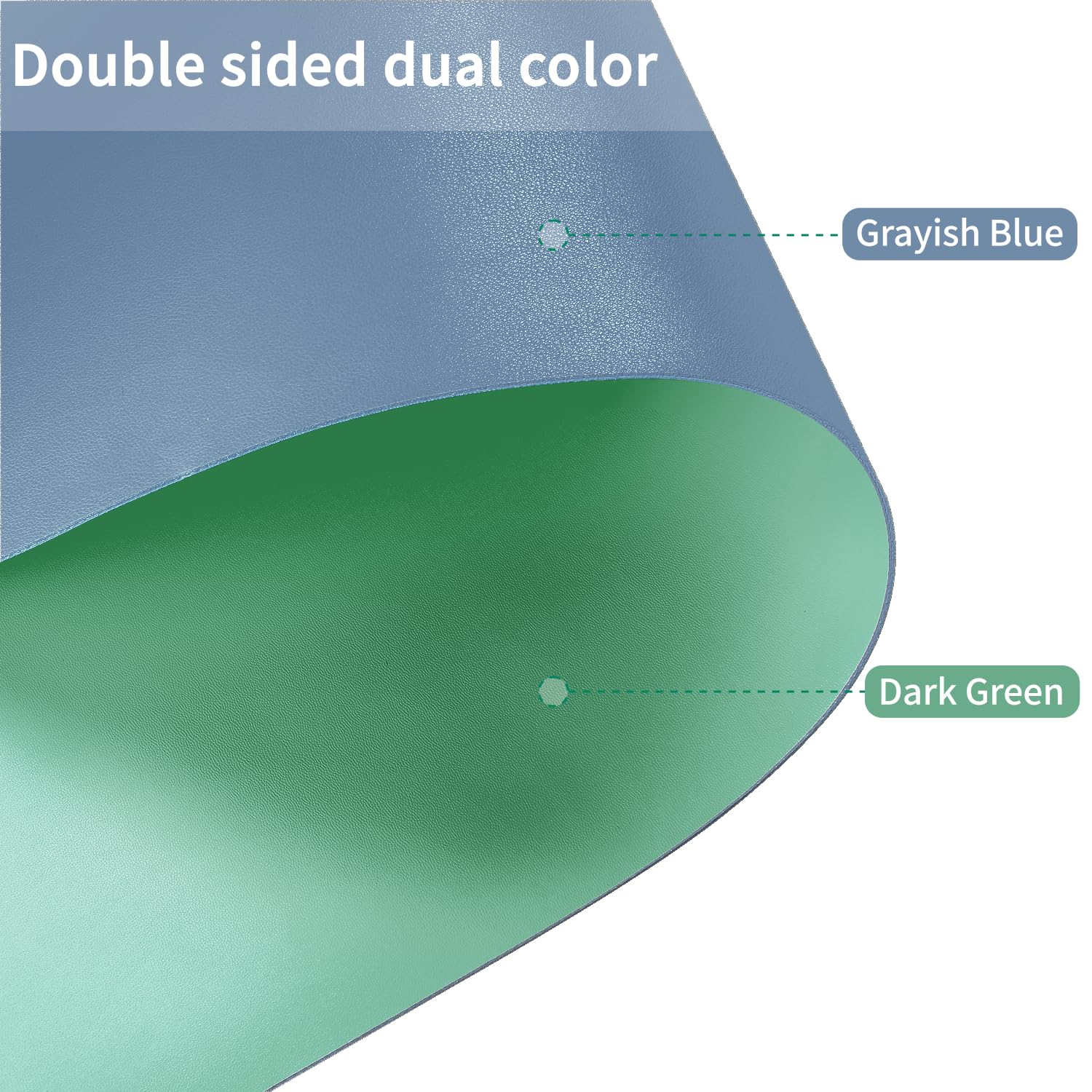 Zinkooat Faux Leather Table Cover,1.8mm Thick,24x48 Inch Desk Cover,Large Desk Mat,Table Protector,Table Cover Protector,Coffee Table Protector,Table Protector Mat(Grayish Blue+Dark Green,24x48)