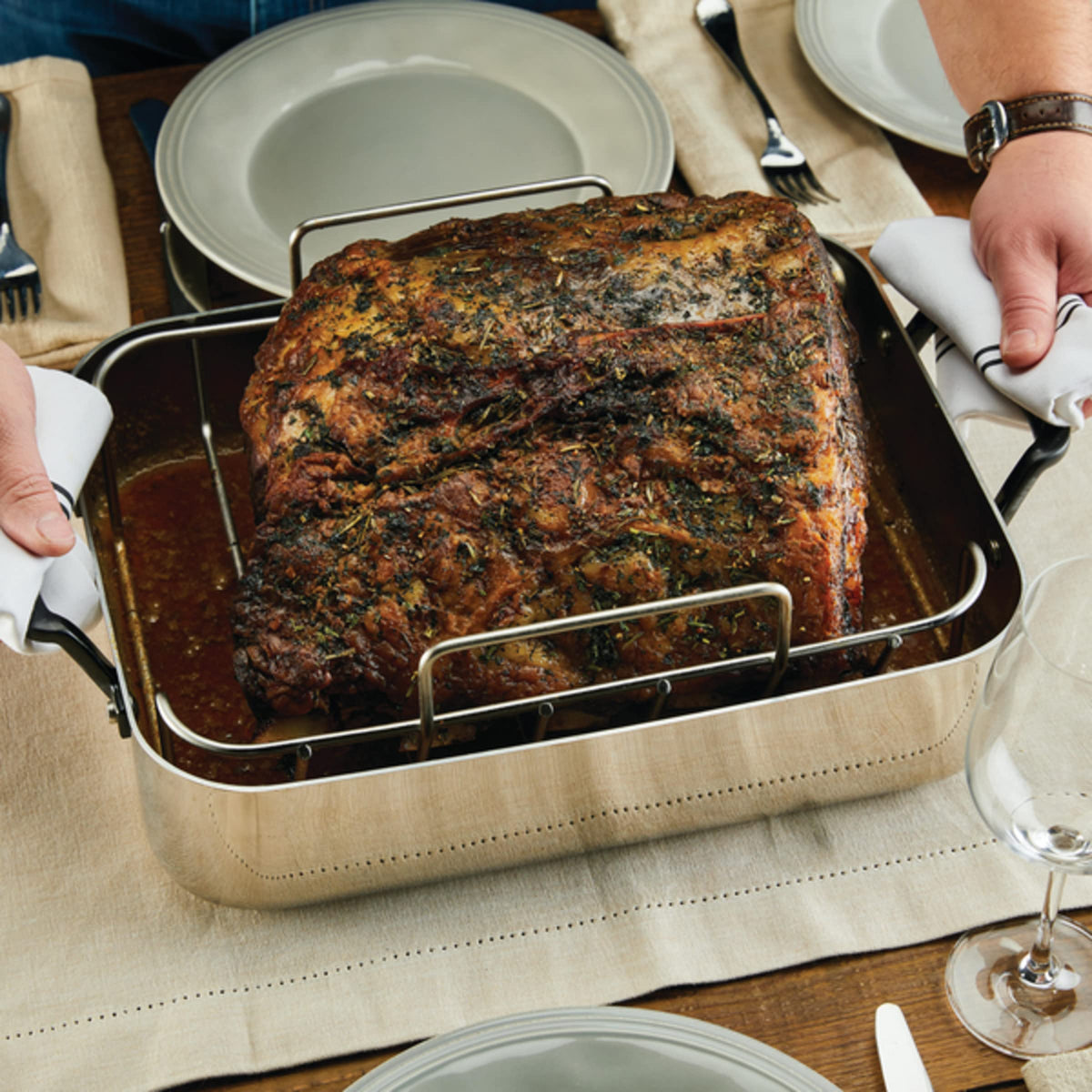 KitchenAid 5-Ply Clad Stainless Steel Roaster with Wire Rack, 15x11.5 inch