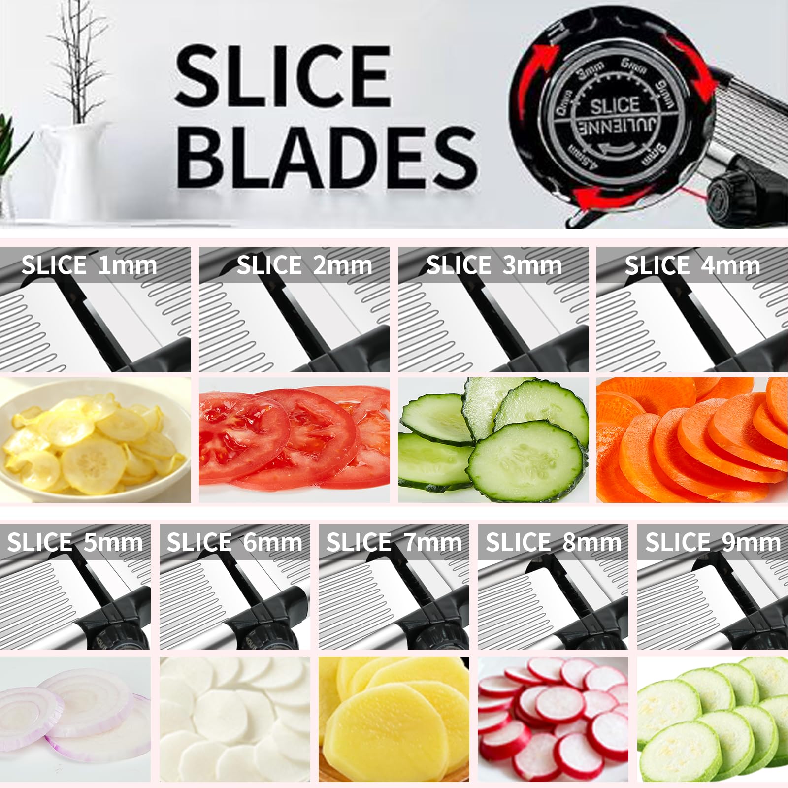 Weltonhm Mandoline Slicer for Kitchen, Mandolin and Julienne for Vegetables