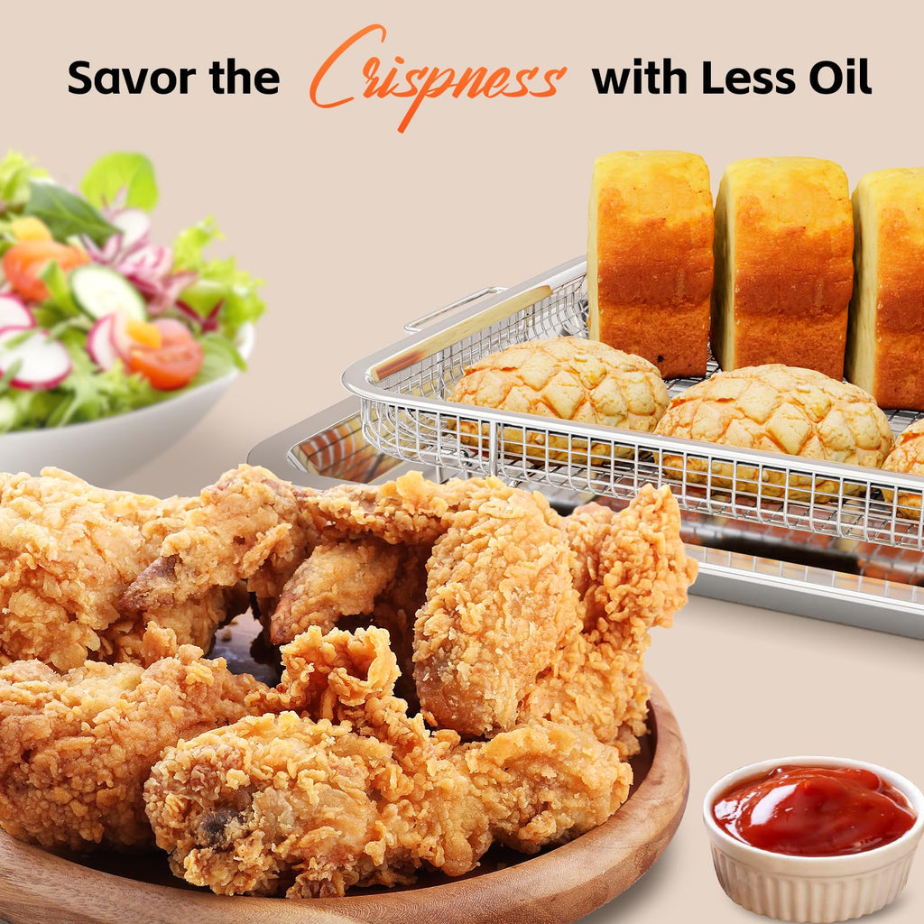Air Fryer Basket for Oven,Oven Air Fryer Basket and Tray with Cooking Guide