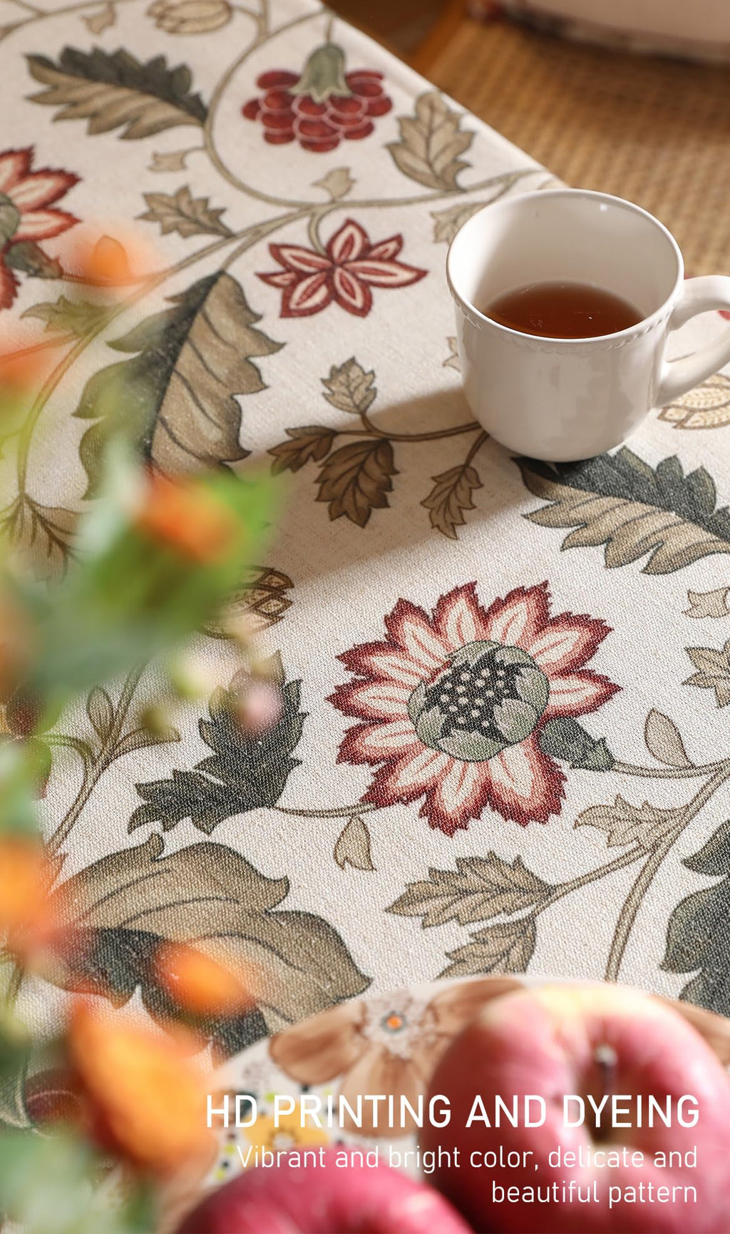 ISAENNE Designer Vintage Linen Square Tablecloth,67"x67"-Ratina