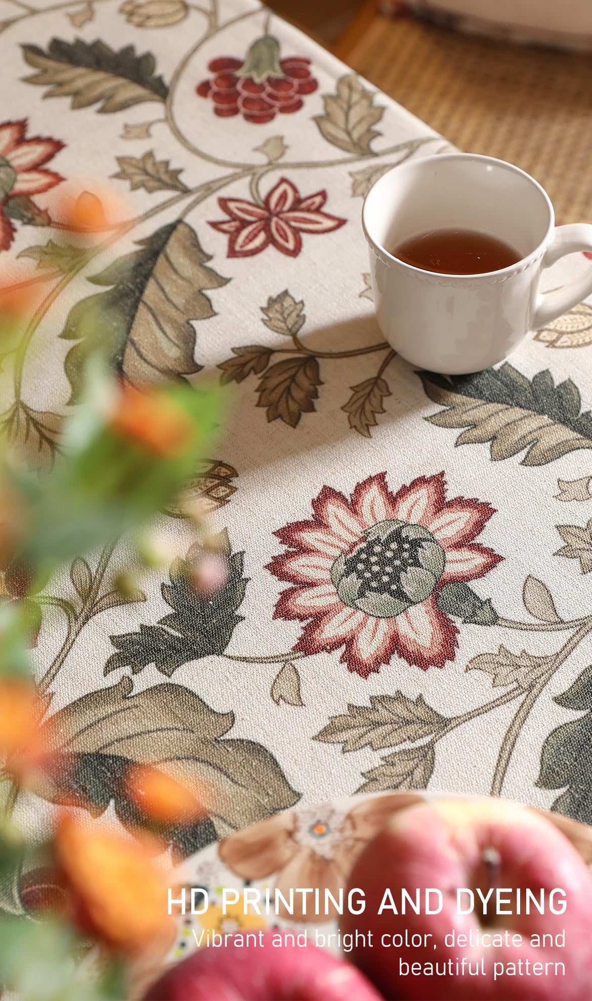 ISAENNE Designer Vintage Linen Square Tablecloth,67"x67"-Ratina