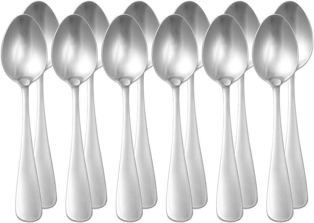 Amazon Basics Stainless Steel Dishwasher Safe Dinner Spoons with Round Edge, Large Tablespoons, Substantial Weight, 7.9 inches, Silver, Pack of 12