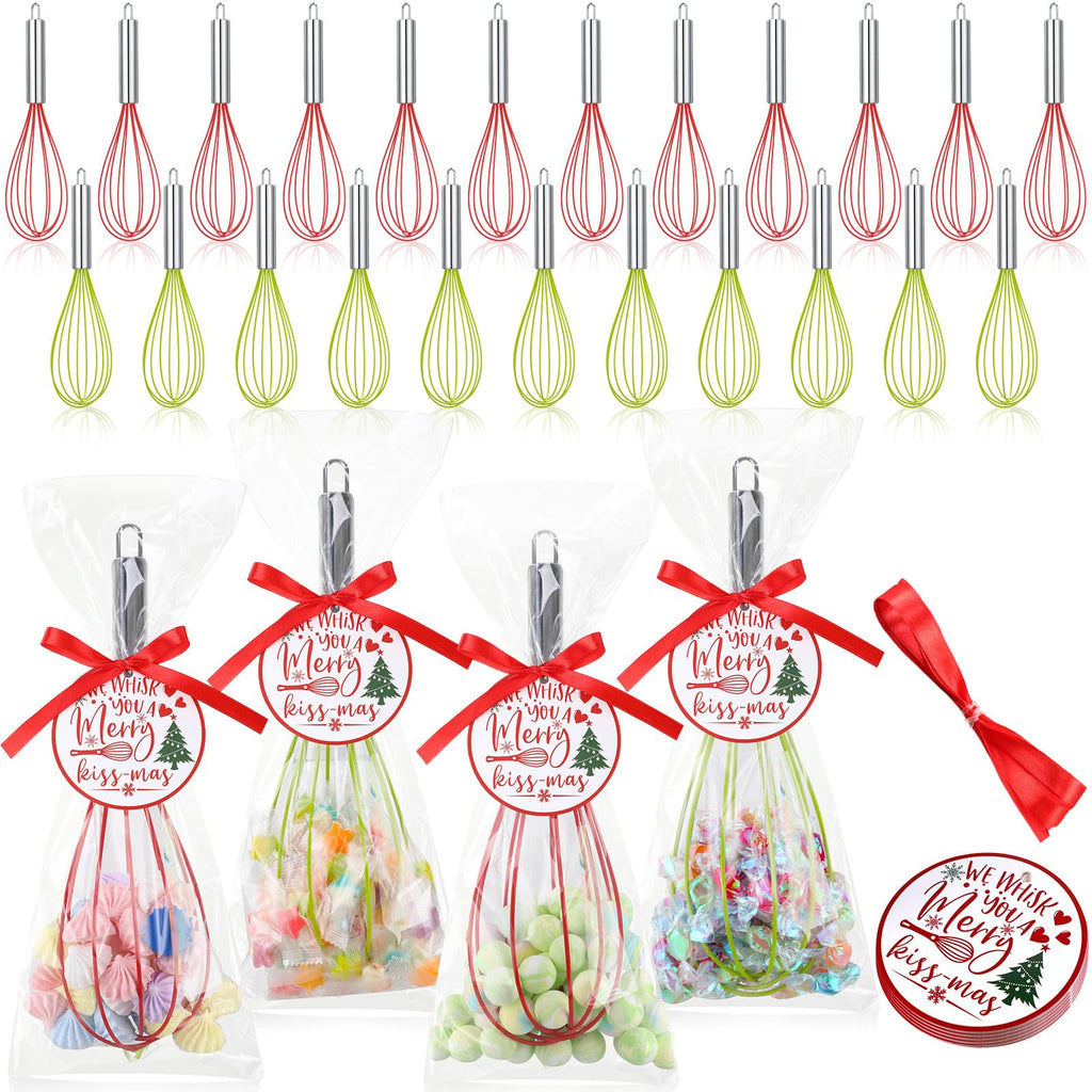 Foldtier 24 Sets 10 Inch Silicone Whisks Christmas Cooking Gifts Bulk