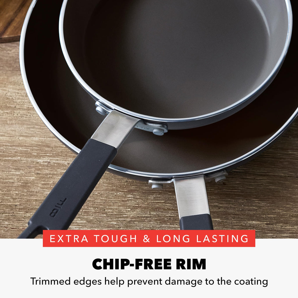 GreenPan x Bobby Flay 2 Piece (8"&10") Ceramic Nonstick Skillet Set, Black