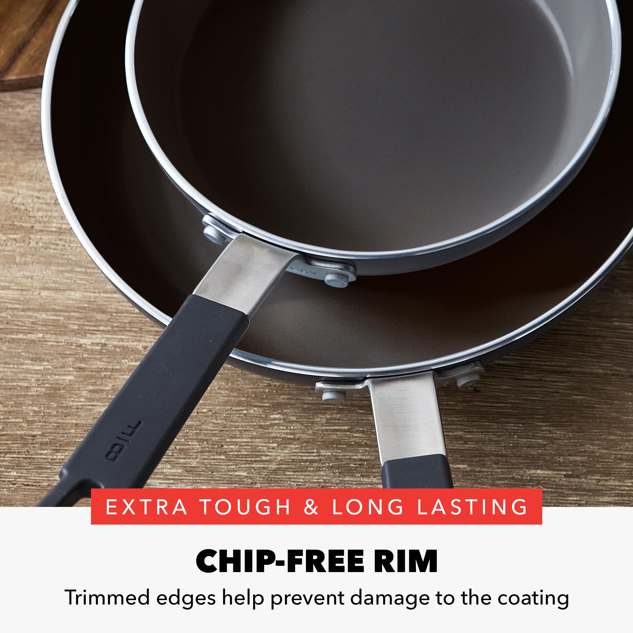 GreenPan x Bobby Flay 2 Piece (8"&10") Ceramic Nonstick Skillet Set, Black